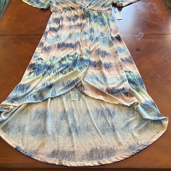 Liberty Love Blue Print Flowing Swimsuit Coverup Woman Size Large Tie Front - Picture 8 of 13